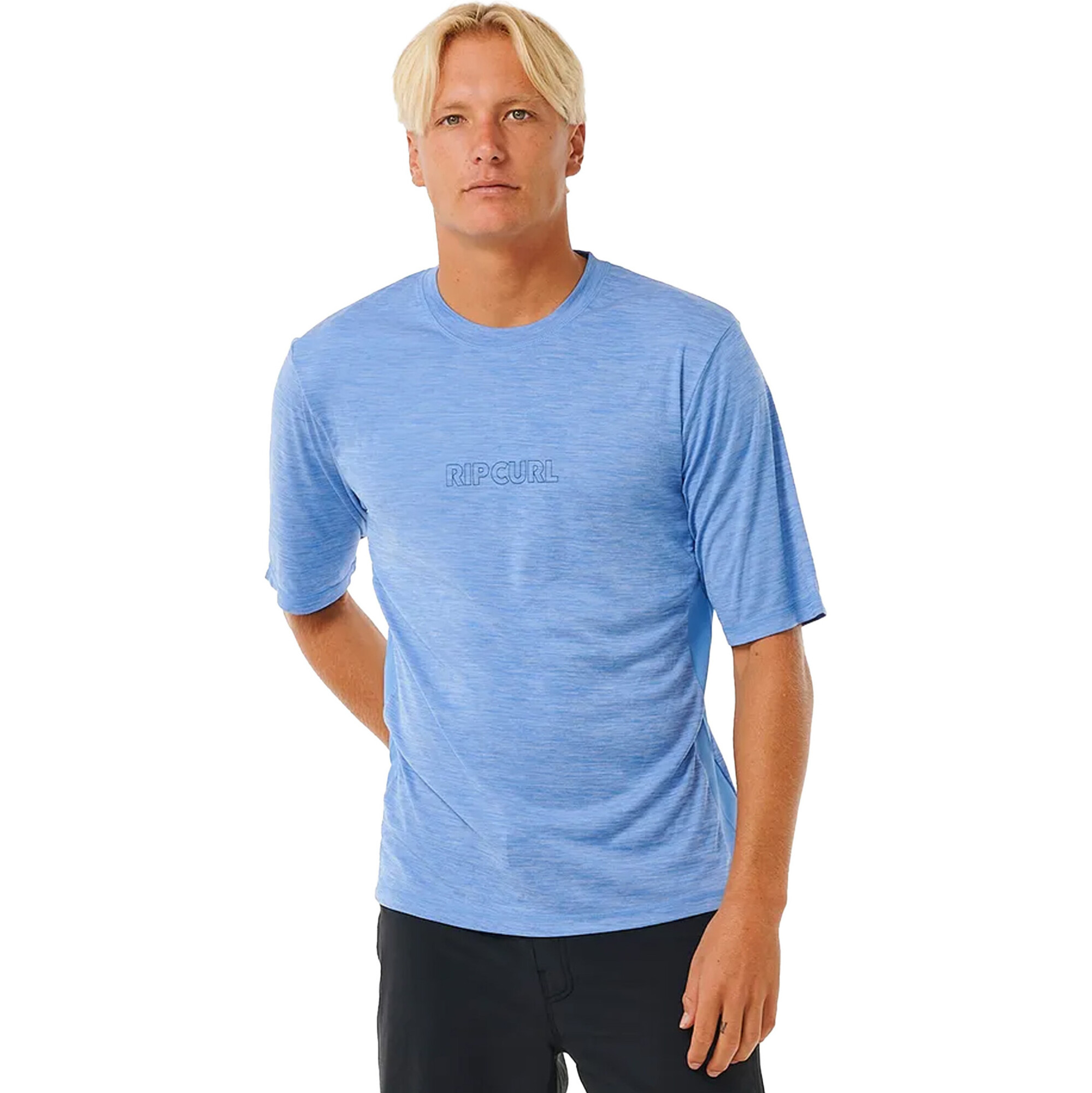 2024 Rip Curl Mens Dawn Patrol UPF Short Sleeve Rash Vest 14DMRV Blue